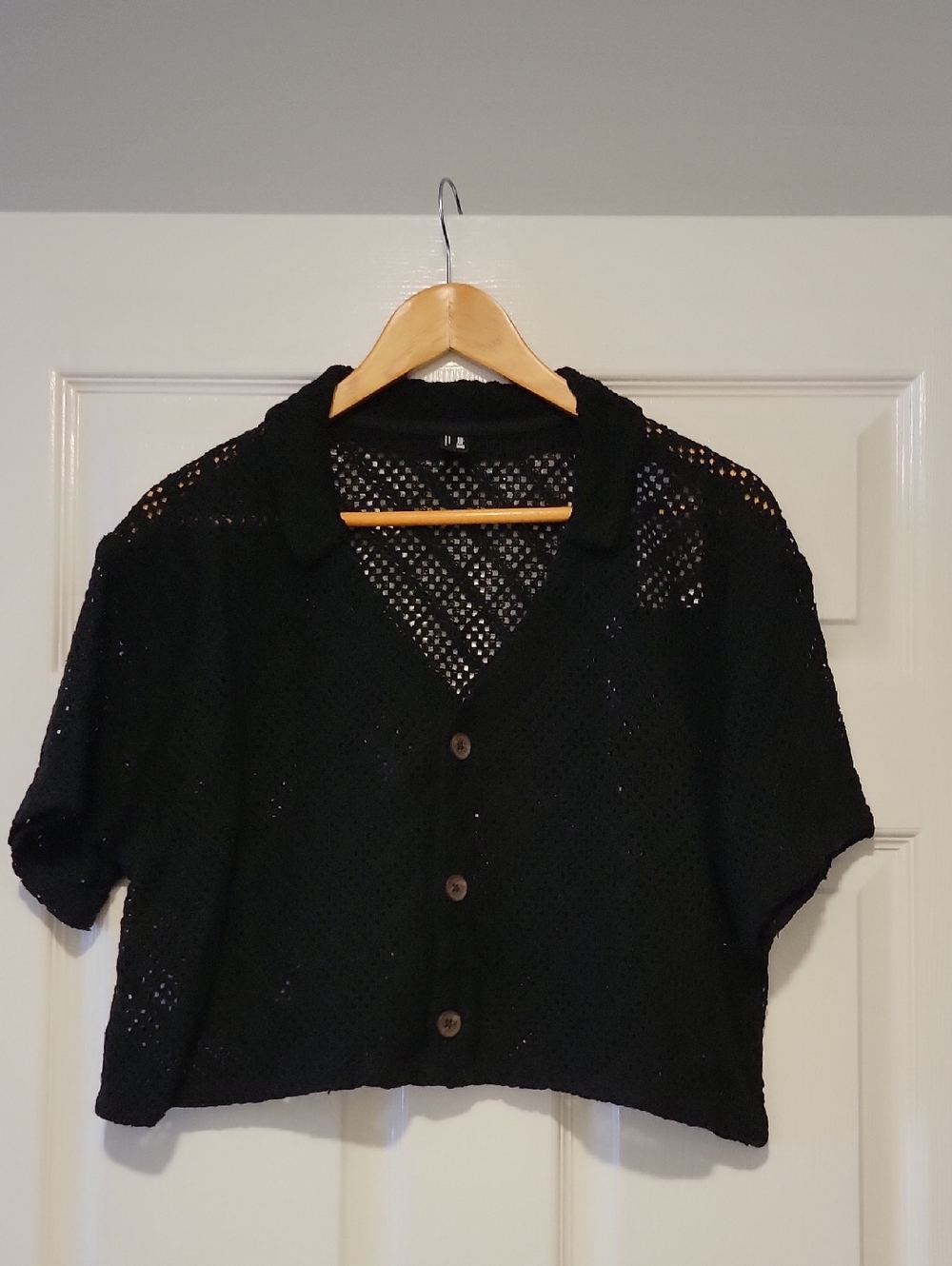 Hurley Black Crochet Oversized Top